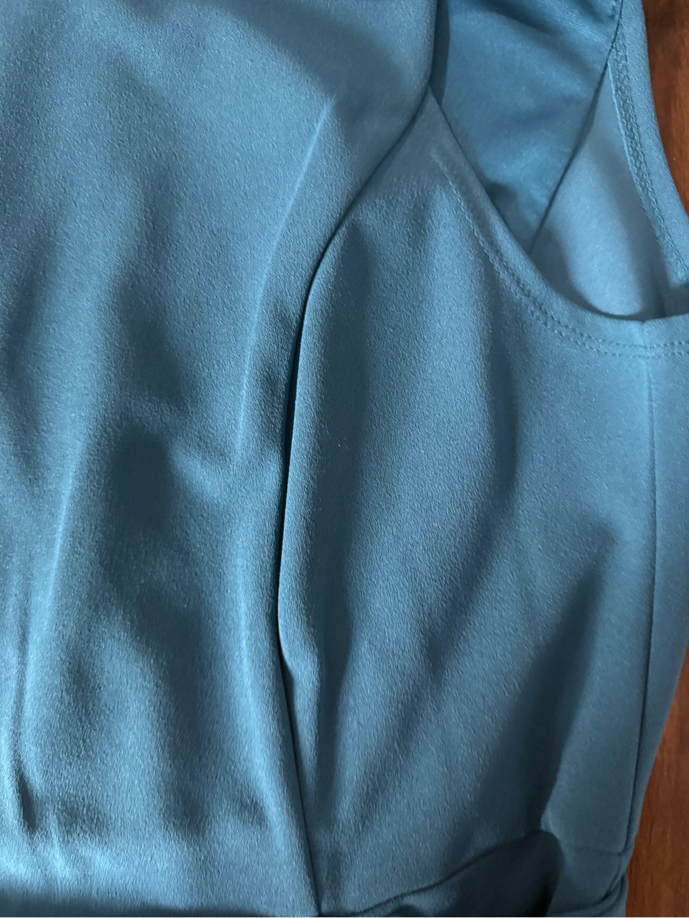 Teal Sleeveless Belted Button-Front Ruffle Dress - Picture 4 of 7